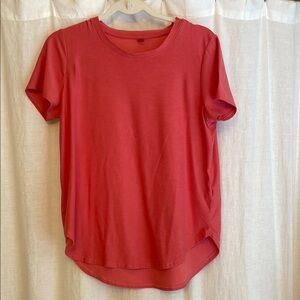 Beyond Yoga Coral Reddish Pink Short Sleeve Relaxed Tee